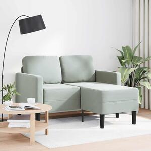 Világosszürke bársony 2 üléses kanapé L-alakú kanapéval 125 cm