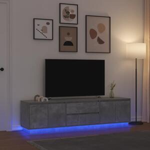 Betonszürke TV-szekrény LED lámpákkal 193,5x41x50 cm
