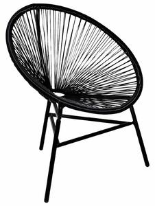 Fekete polyrattan kerti kagylószék