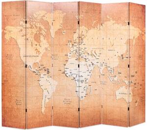 Sárga világtérkép mintás paraván 228 x 170 cm