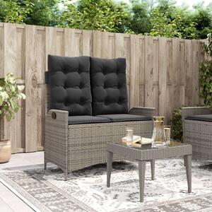 VidaXL szürke polyrattan dönthető kerti pad párnával