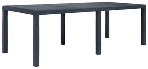 Antracit rattan hatású műanyag kerti asztal 220 x 90 x 72 cm