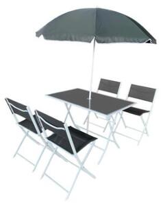 Kerti asztal 4 székkel és napernyővel