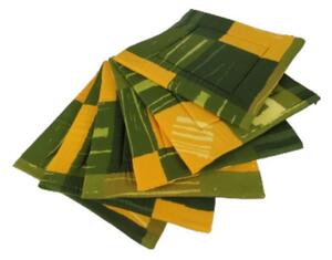 Ülőpárna 30x30x1cm 6db-os kockamintás zöld-sárga