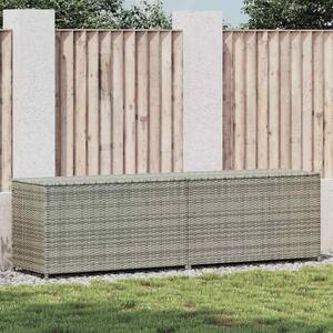 Szürke polyrattan kerti tárolóláda 200 x 50 x 60 cm
