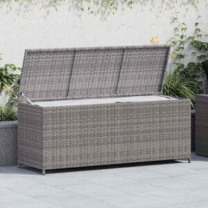 Szürke polyrattan kerti tárolóláda 150 x 50 x 60 cm
