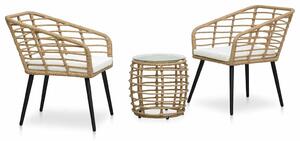 3-darabos tölgyszínű polyrattan bisztrószett