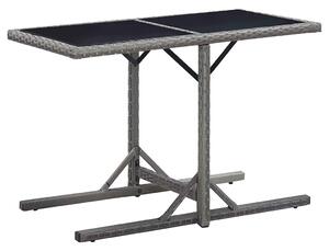Antracitszürke polyrattan és üveglapos kerti asztal 110x53x72cm