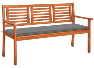 3 személyes tömör eukaliptuszfa kerti pad párnával 150 cm