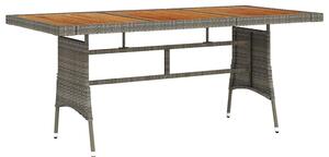 Szürke polyrattan és tömör akácfa kerti asztal 160 x 70 x 72 cm