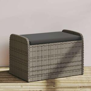 VidaXL szürke polyrattan tárolópad párnával 80 x 51 x 52 cm