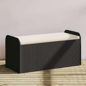 VidaXL fekete polyrattan tárolópad párnával 115 x 51 x 52 cm