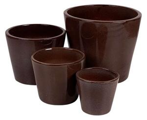 Singa Kerámia Virágcserép Szett - Barna - 4 db - 21-42x19-37cm