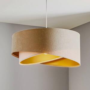 Maco Design Vivien függő lámpa, háromszínű, krém/fehér/arany, dimmelhető, Krém / borostyánsárga, Nappali / Étkező, Textil / szövet / selyem, Modern