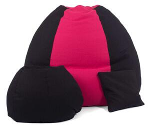 Fekete-Magenta XXL Babzsákfotel Garnitúra