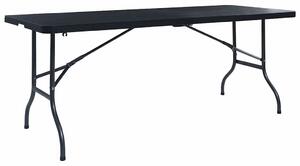 Fekete HDPE rattan szerű összecsukható kerti asztal 180x75x72cm