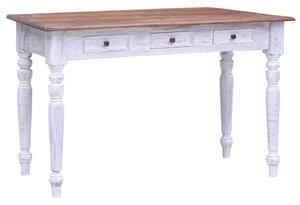 Fehér tömör mahagóni fa fiókos íróasztal 117 x 57 x 75 cm