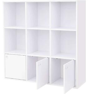 VASAGLE Könyvespolc - 9 Rekeszes, 3 Ajtós - 98x98x29 cm