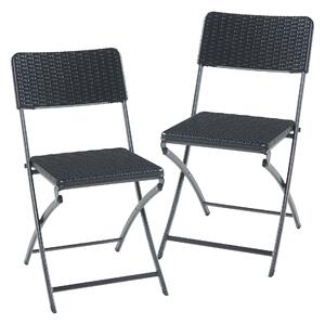 Összecsukható kerti szék Mark 2-es szett rattan-hatású, fekete