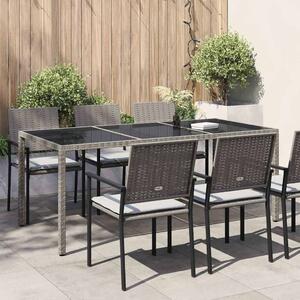 Szürke polyrattan és edzett üveg kerti asztal 190 x 90 x 75 cm