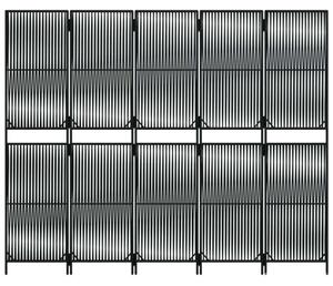 VidaXL - 5 Panéles Térelválasztó - Polyrattan - Fekete - 245x200cm