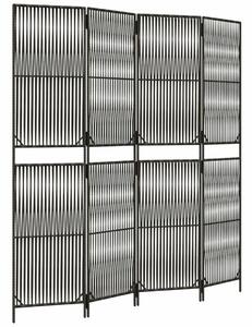 Polyrattan Térelválasztó - 4 Panel - Szürke - 196x200cm
