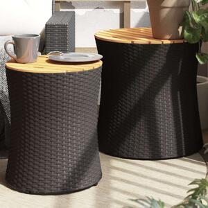 VidaXL Két darab Kerti Asztal - Polyrattan - Fa Asztallap