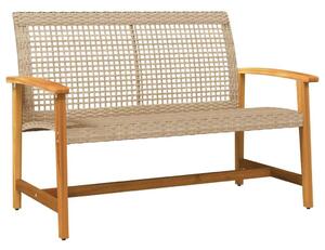 VidaXL bézs polyrattan és akácfa kerti pad 112 cm