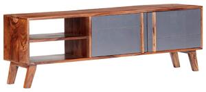 Szürke tömör fa TV-szekrény 140 x 30 x 45 cm