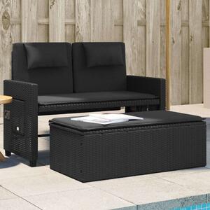 VidaXL fekete polyrattan dönthető kerti pad párnával