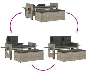 VidaXL világosszürke polyrattan dönthető kerti pad párnával
