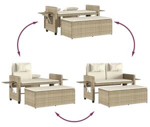 VidaXL bézs polyrattan dönthető kerti pad párnával