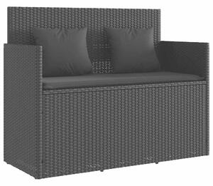 VidaXL Kertbútor Pad - Fekete Polyrattan - Tárolóval - 120cm