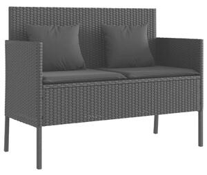VidaXL Kertbútor Pad - Polyrattan - Fekete - Tárolóval - 113x61x87cm