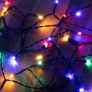 HOME MLC 58/M mini LED-es fényfüzér, 4,9 m / 50 db színes LED, 8 fényprogram, zöld vezeték, elemes, kül- és beltéri kivitel