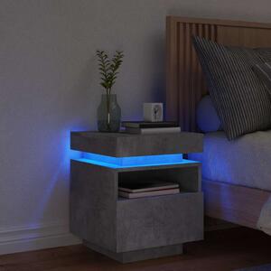 Betonszürke éjjeliszekrény LED-fényekkel 40x39x48,5 cm