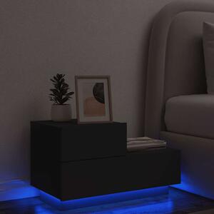 Fekete éjjeliszekrény LED-világítással 70 x 36 x 40,5 cm