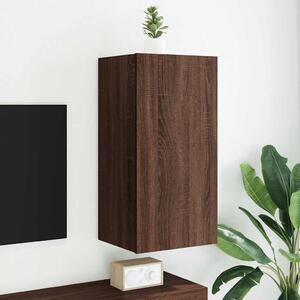 Barna tölgyszínű fali TV-szekrény LED-del 40,5x35x80 cm