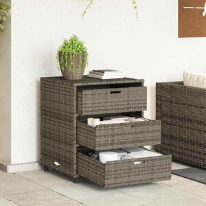 Szürke polyrattan kerti tárolószekrény 55 x 59 x 69 cm