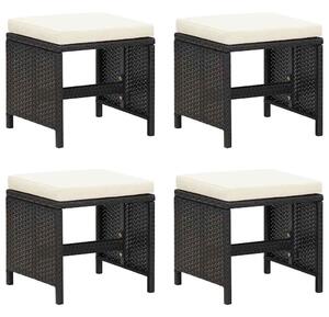 4 db fekete polyrattan kerti ülőke párnákkal