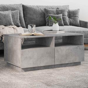 Betonszürke dohányzóasztal LED-lámpákkal 90x49x40 cm