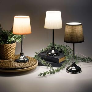 Asztali lámpa, fém/szürke textil lámpabúra, GAIDEN