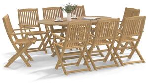 8 db-os összecsukható szék, 54,5x58x90 cm, tömör akácfa