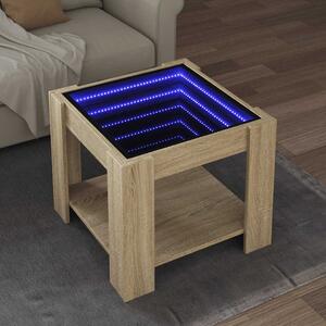 Sonoma tölgy szerelt fa dohányzóasztal LED-del 53 x 53 x 45 cm