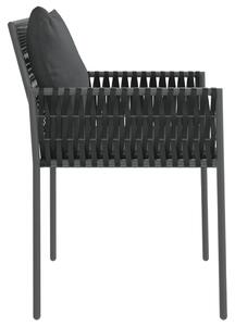 VidaXL 2 db fekete polyrattan kerti szék párnával 54 x 61 x 83 cm
