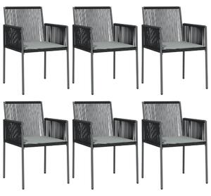 VidaXL 6 db fekete polyrattan kerti szék párnával 54x60,5x83,5 cm