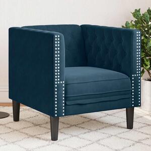 Kék bársony Chesterfield kanapéfotel