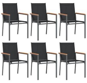 VidaXL 6 db fekete textilén és acél kerti szék 55x61,5x90 cm