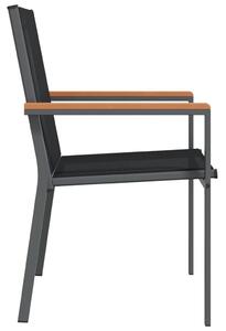VidaXL 6 db fekete textilén és acél kerti szék 55x61,5x90 cm