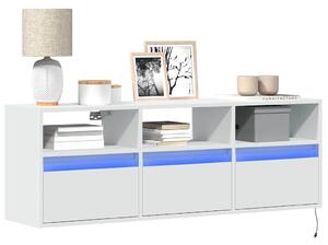 Fehér falra szerelhető TV-szekrény LED-lámpákkal 130x31x45 cm